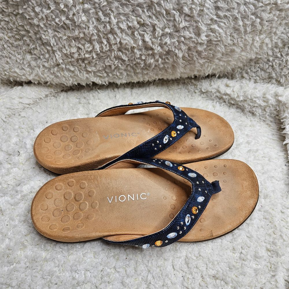 Vionic Lucia Rhinestone Embellished Orthopedic Sandals sz 10